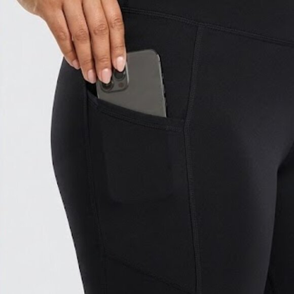 NWT BSP Active Fleece-Lined Flare Leggings with Media Pockets Black Size XL - Picture 4 of 6